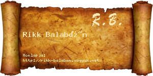 Rikk Balabán névjegykártya